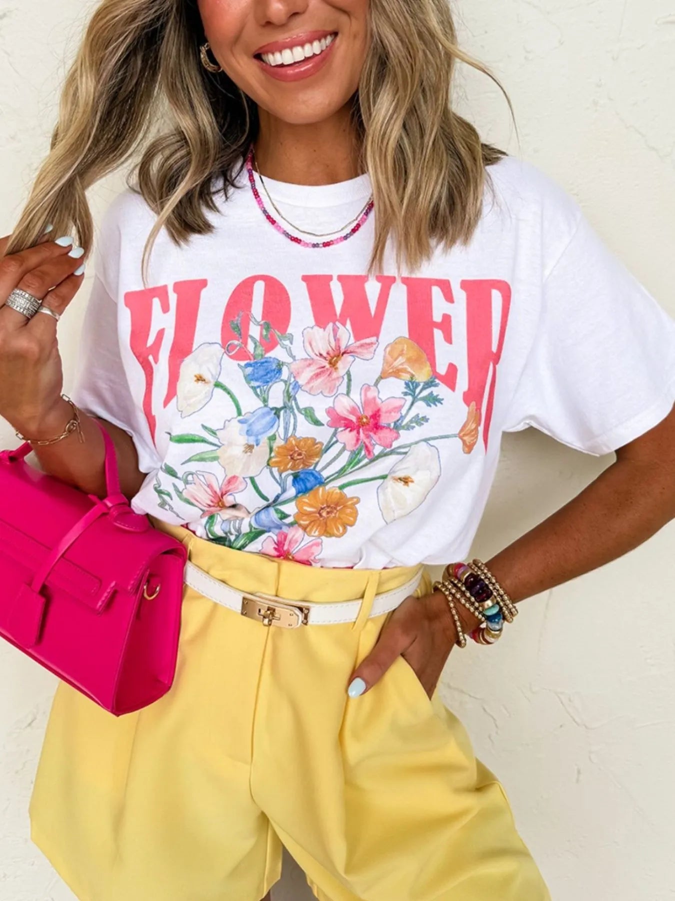 FLOWER MARKET Graphic Round Neck T-Shirt — product image 3
