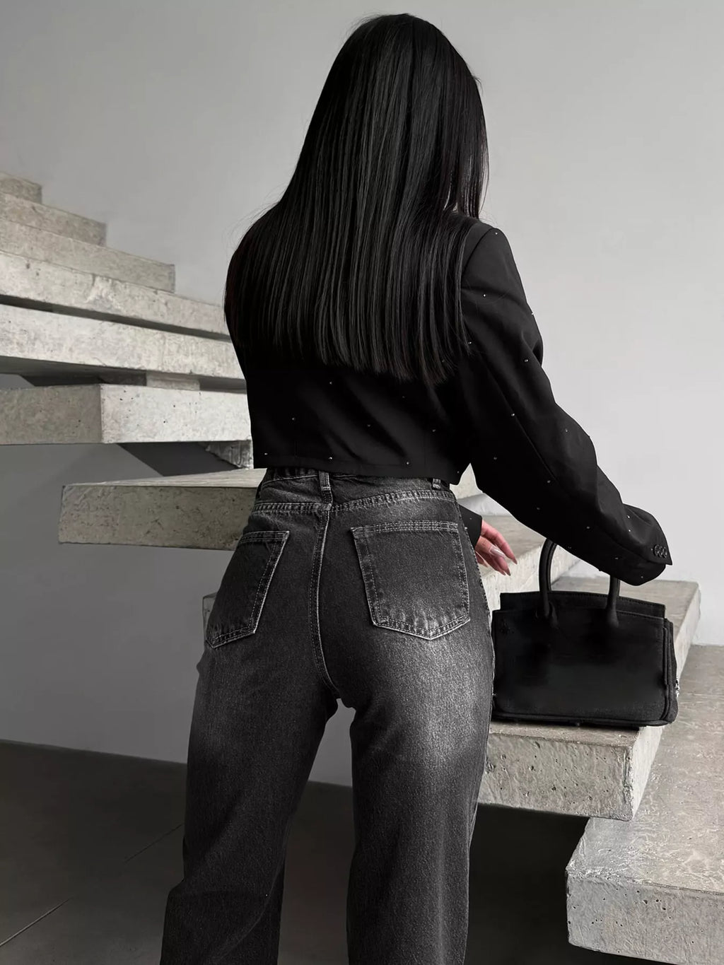 High-Waisted Slit Hem Jeans — product image 4