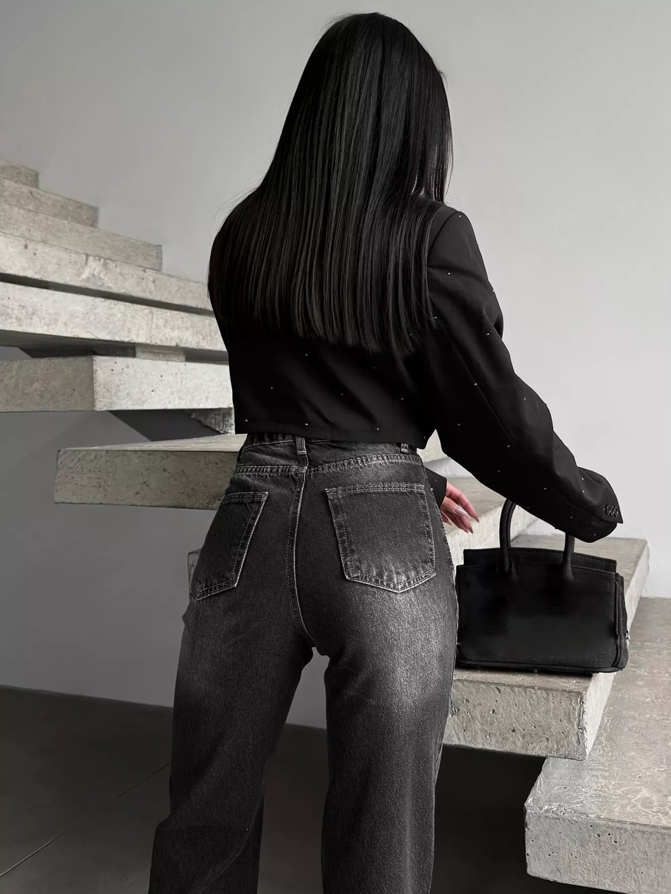 High-Waisted Slit Hem Jeans — product image 4