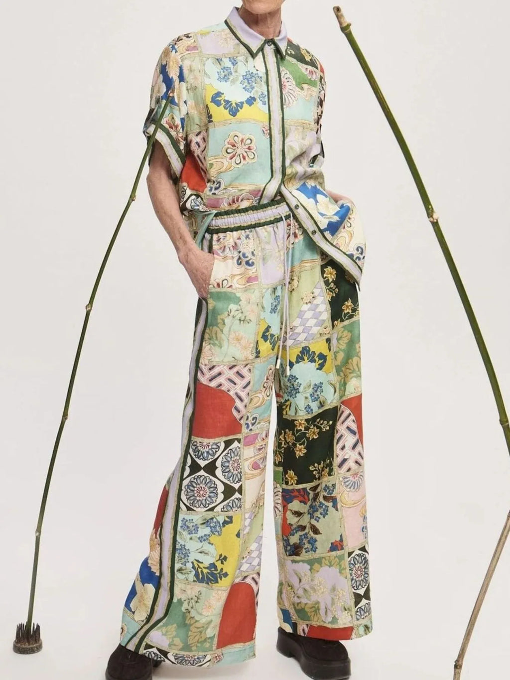 Printed Button Up Shirt and Pants Set — product image 5