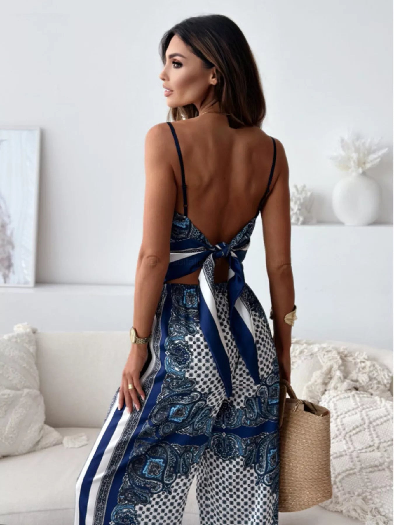 Printed Cami and Wide Leg Pants Set — product image 2