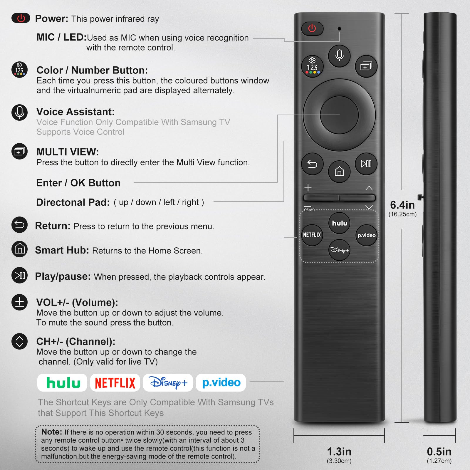 Replacement TV Remote Control — Roku, TCL, Onn, Samsung & LG — product image 59