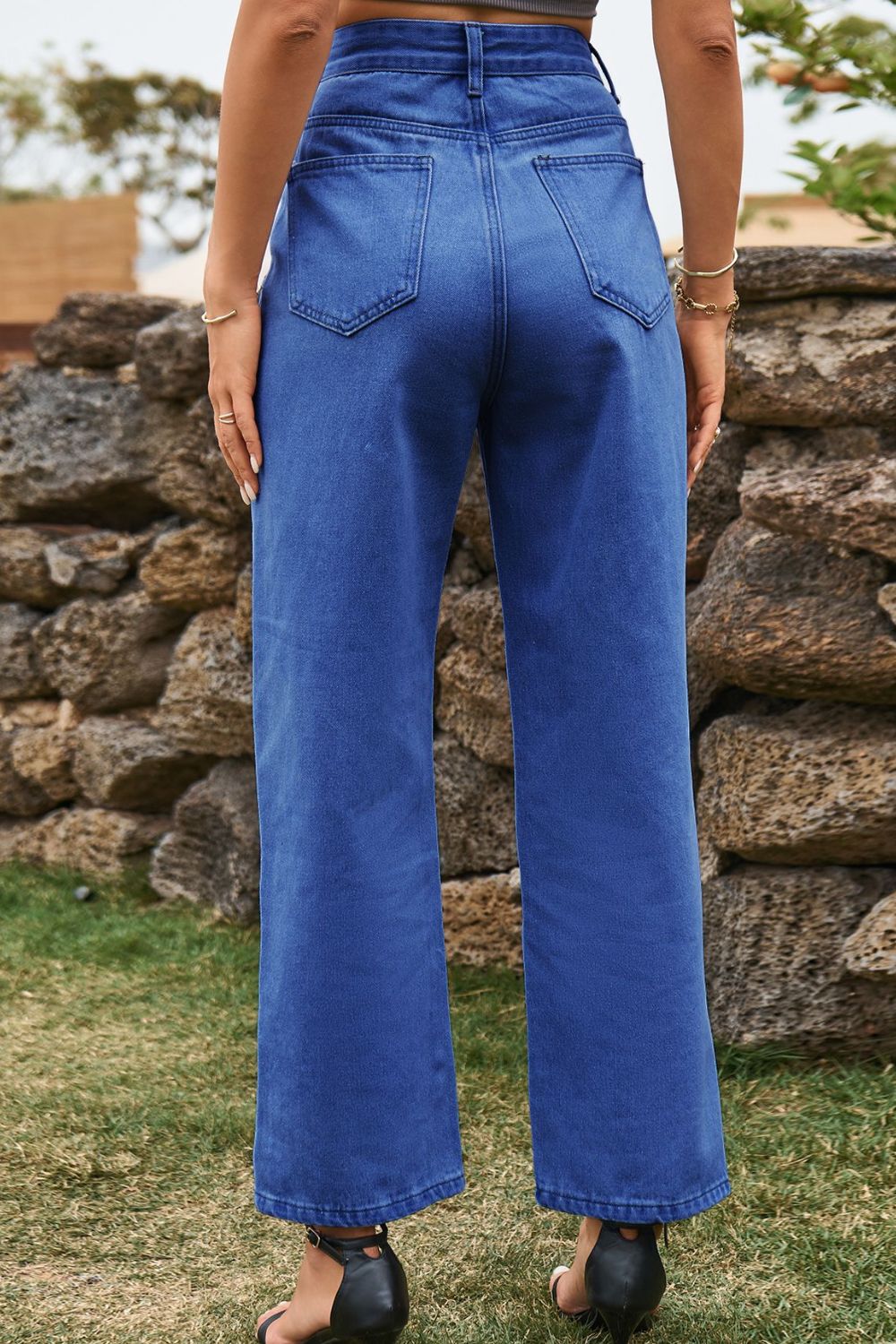 High Waist Loose Fit Ankle Slit Jeans — product image 6