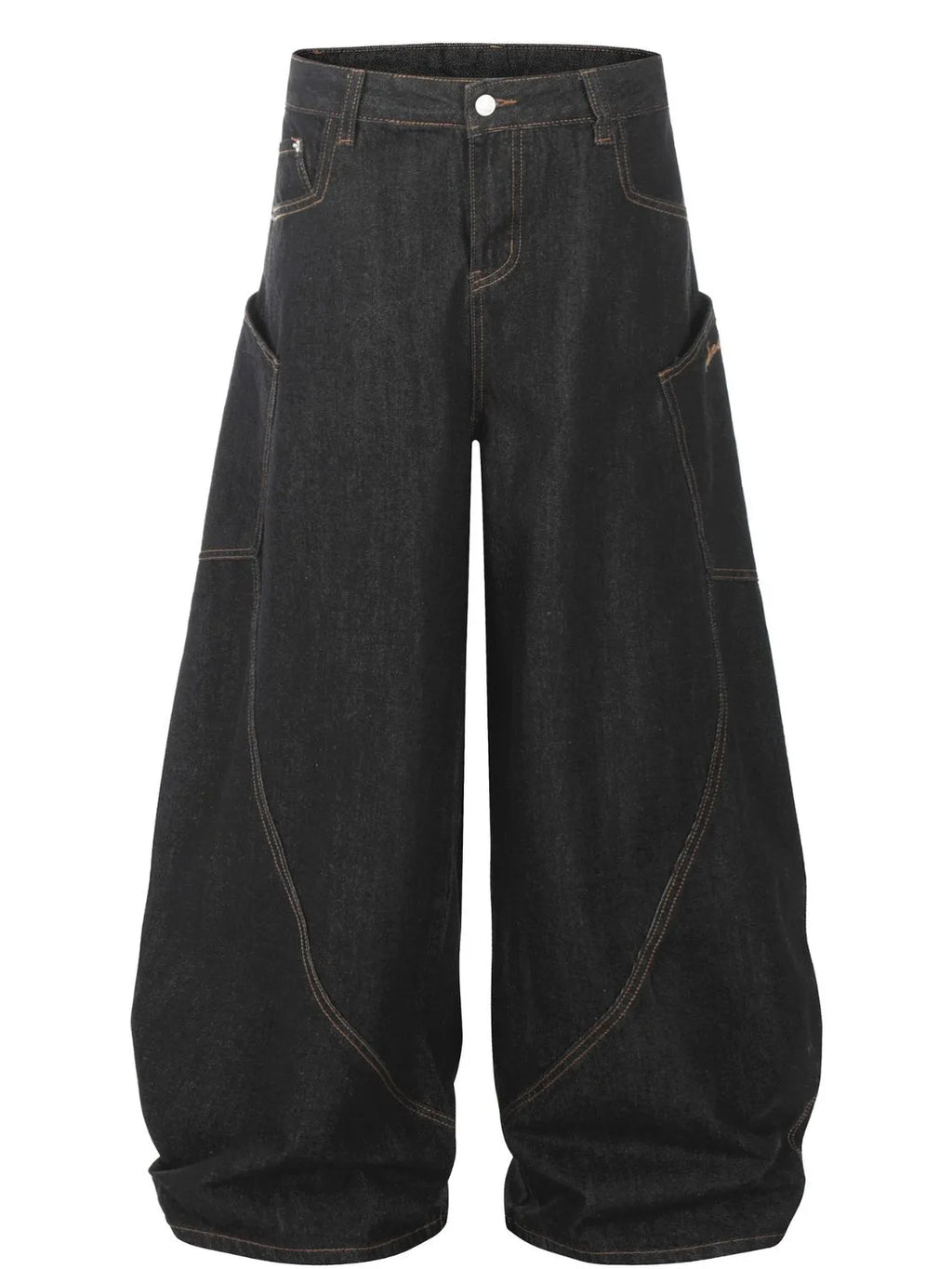 Men's black wide leg jeans.