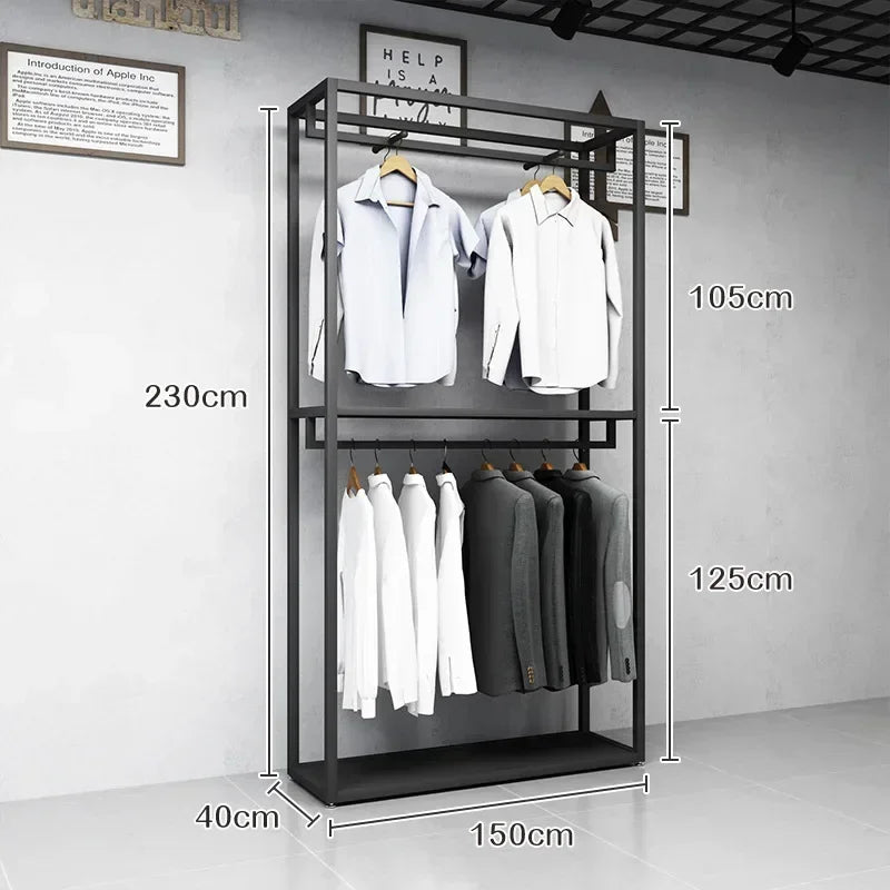 Double-Layer Clothing Display Rack — Metal, Black — product image 8