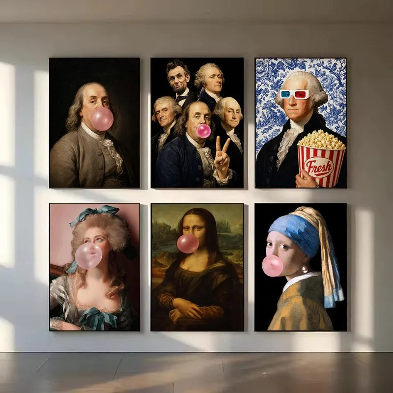 Pop culture founding fathers canvas poster