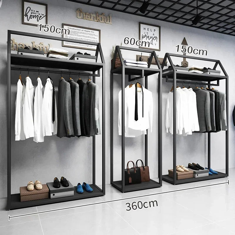 Double-Layer Clothing Display Rack — Metal, Black — product image 12