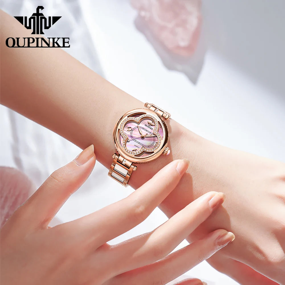 OUPINKE Women's Ceramic Watch — Quartz, 50 m Water Resistant — product image 4