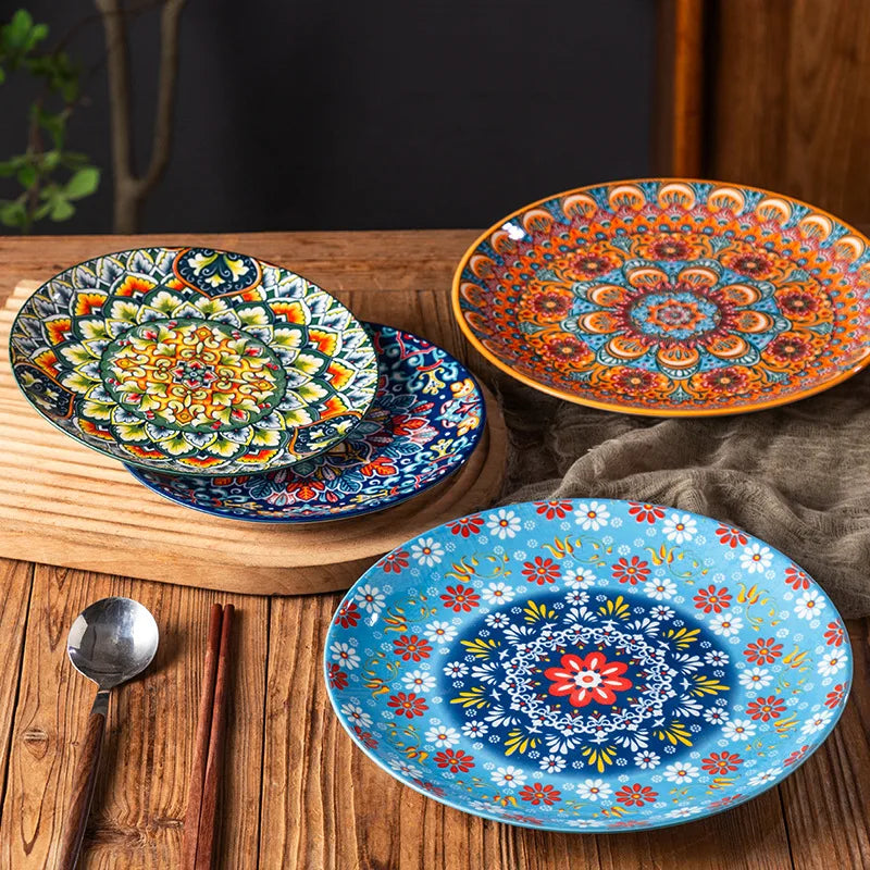 Vintage ceramic flat and shallow dinner plates