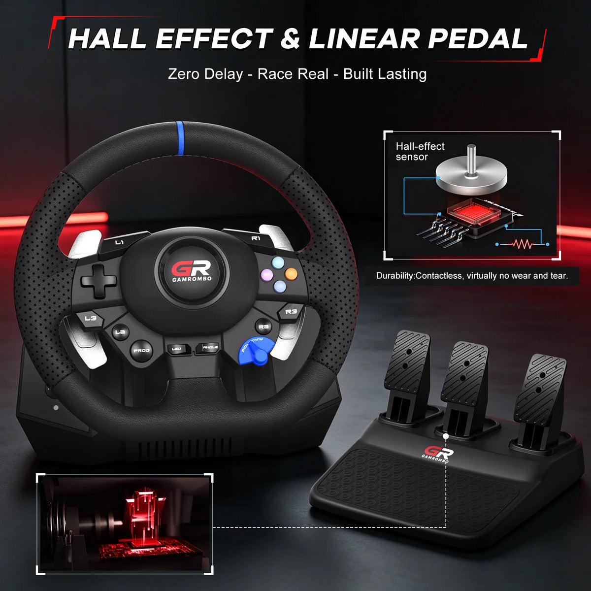 F127 Racing Wheel — 270°/900°, PS5, PS4 & PC, 3 Pedals — product image 6