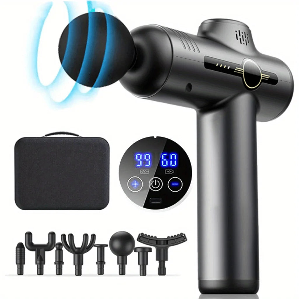 Cordless percussion massage gun with interchangeable head