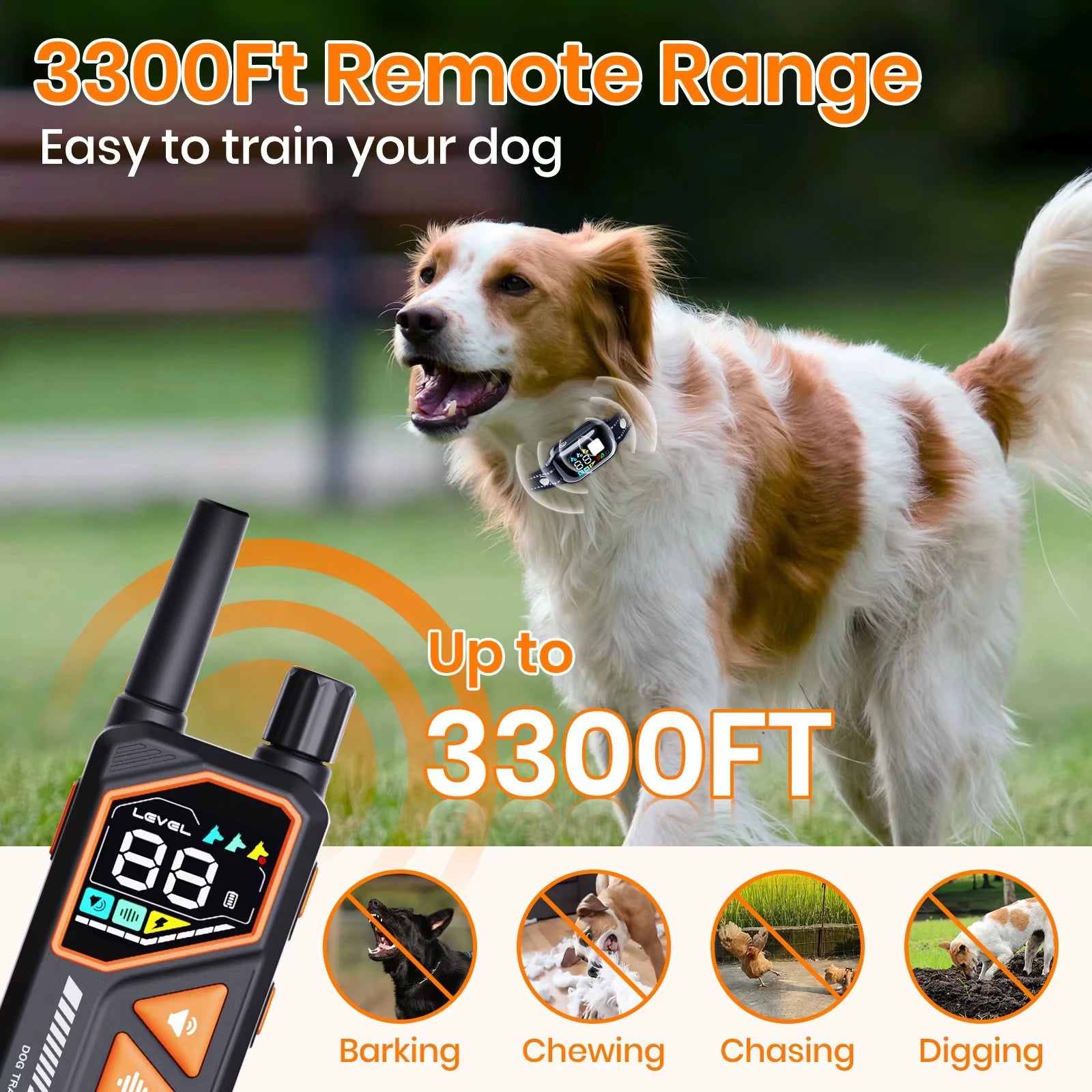 Dog Training Collar — 1000 m Range, IPX7 Waterproof, 1 or 2 Dogs — product image 3