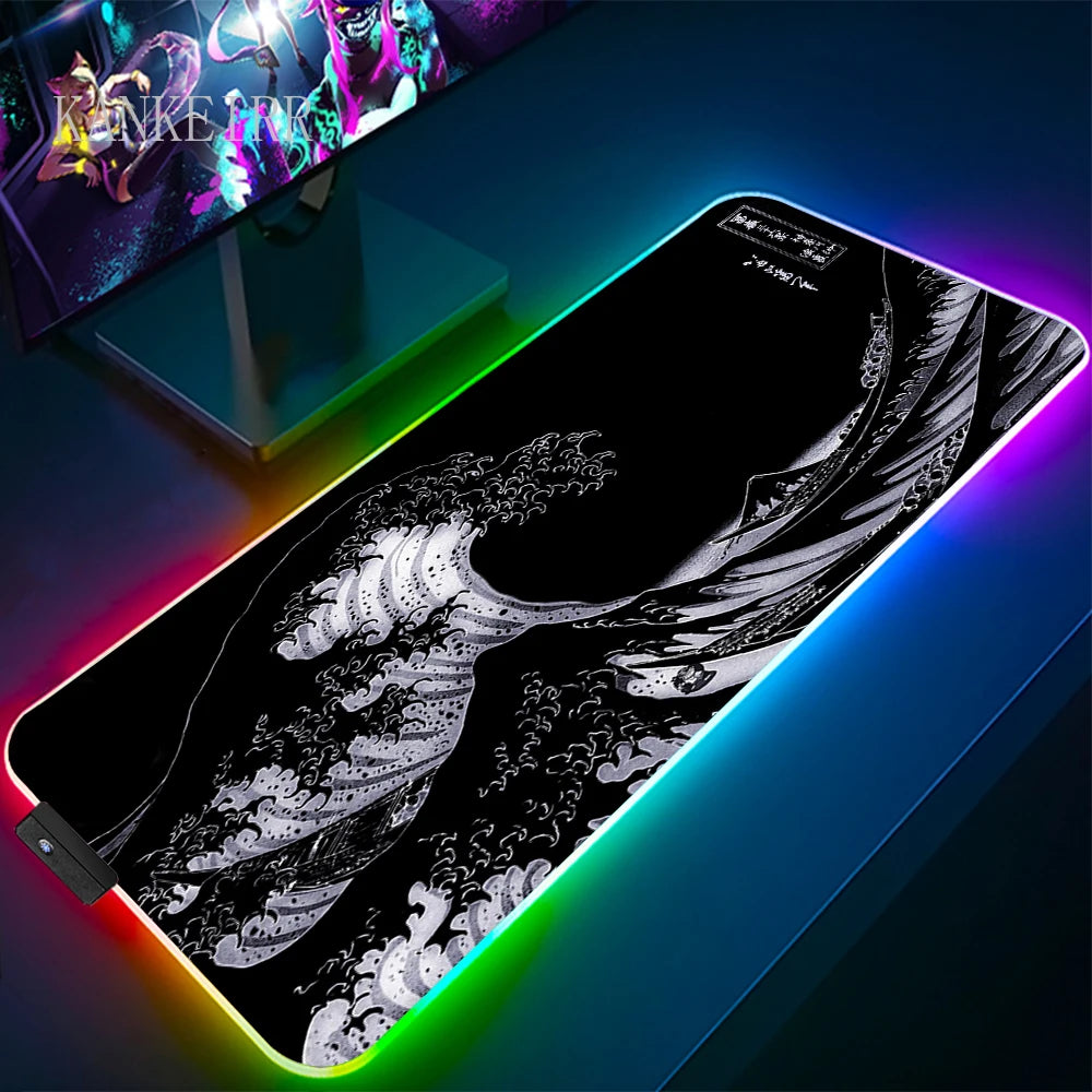The Great Wave off Kanagawa RGB Gaming Mouse Pad Desk Mat LED Light Mousepad Artistic Computer Carpet — product image 17