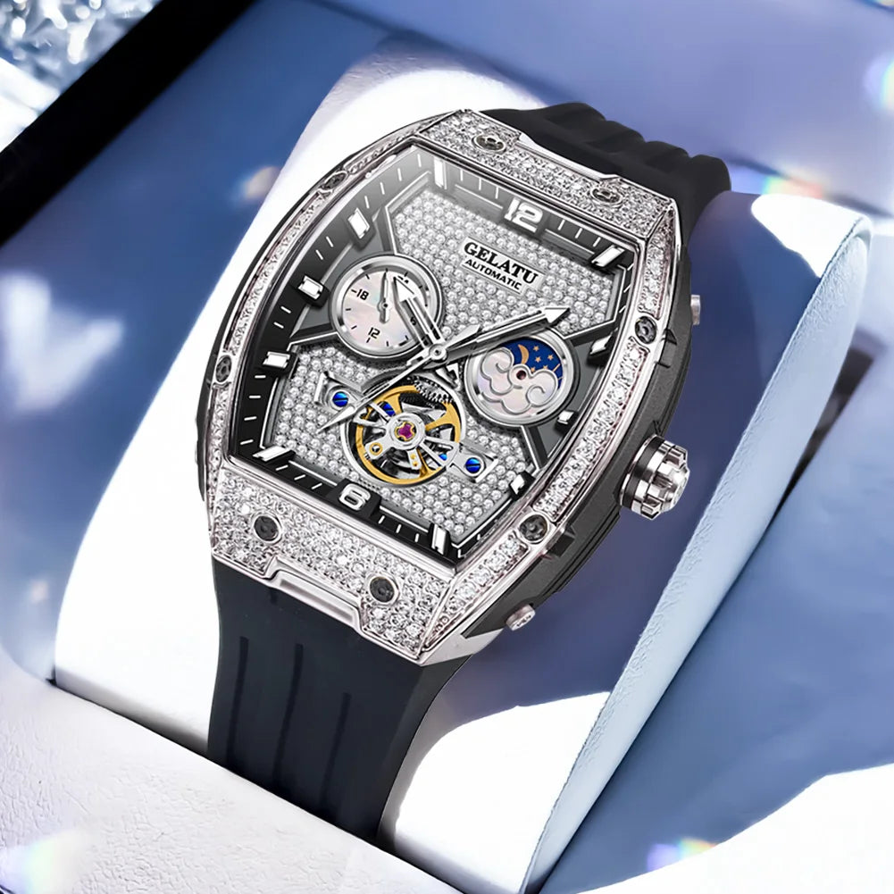 Women's Automatic Skeleton Watch — Moonphase, Silicone Strap — product image 10