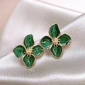 Red Flower Drip Glaze Stud Earrings — Retro Style — product image 7