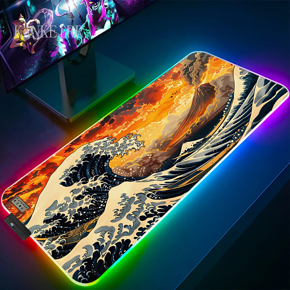 The Great Wave off Kanagawa RGB Gaming Mouse Pad Desk Mat LED Light Mousepad Artistic Computer Carpet — product image 7