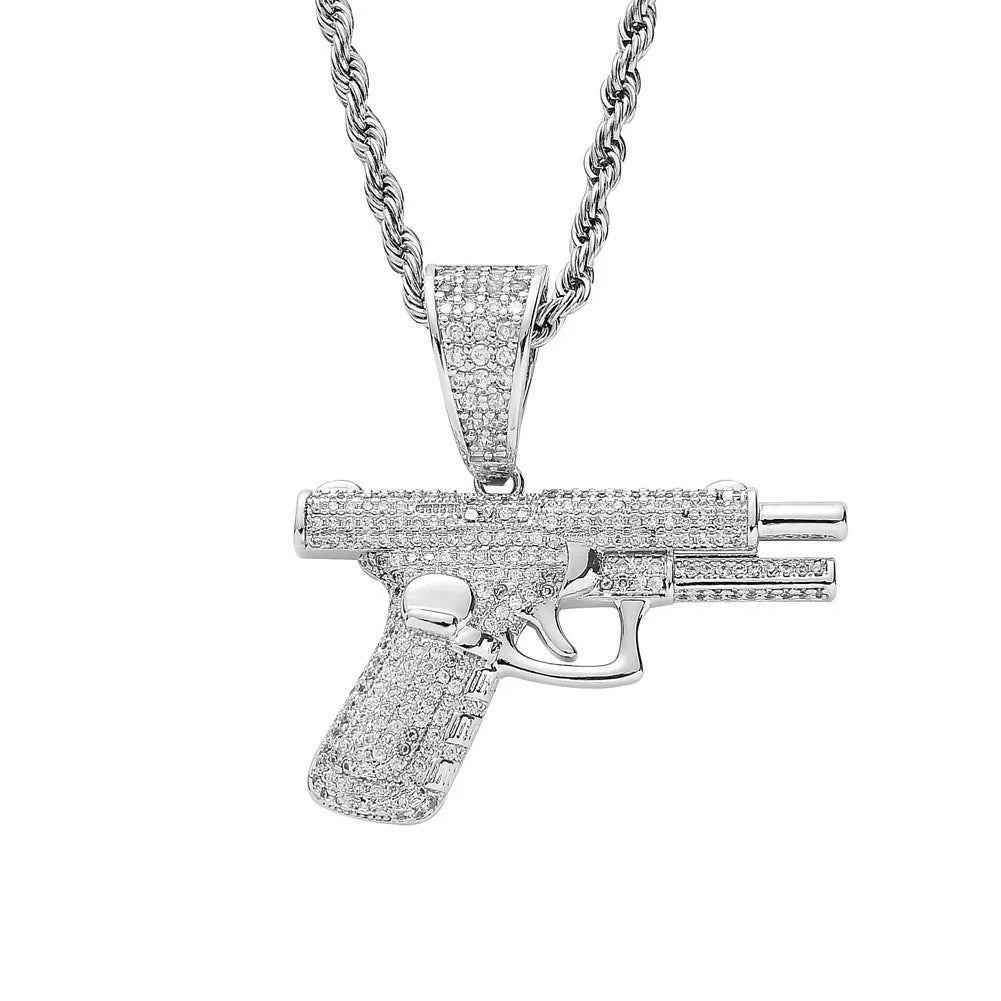 Crystal Pistol Pendant Necklace — Hip Hop Style, Unisex — product image 8