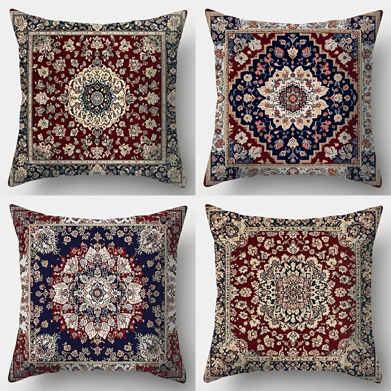 Four-piece printed pillowcase set with Persian carpet pattern