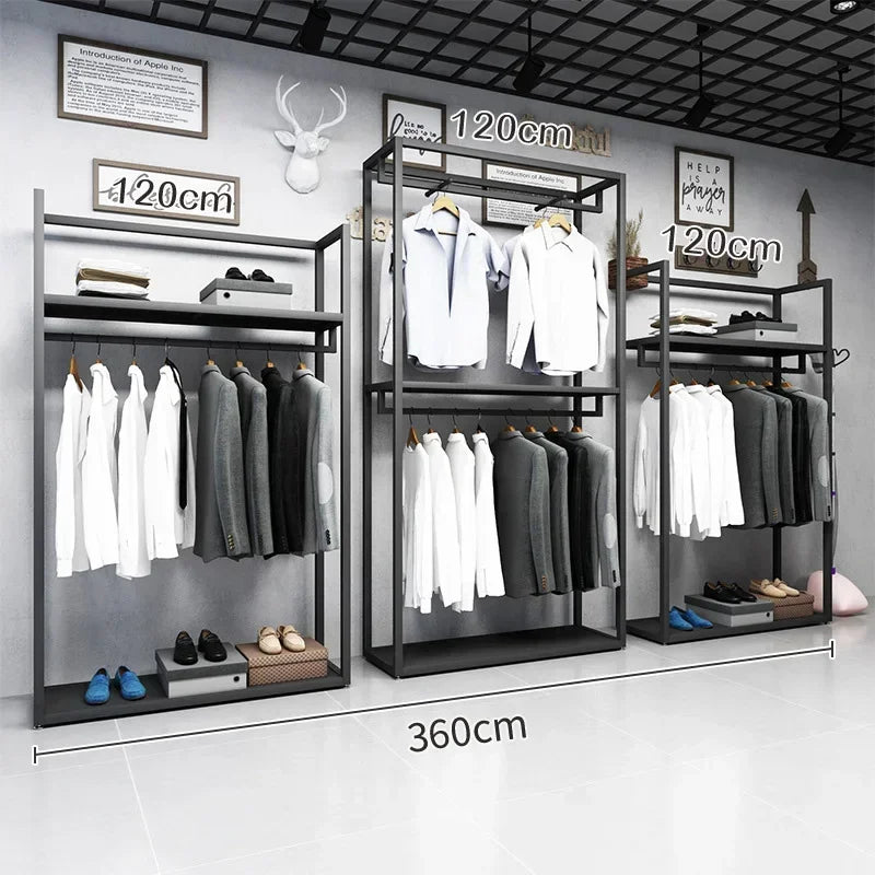 Double-Layer Clothing Display Rack — Metal, Black — product image 7