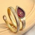 Ladies' water-drop case watch with snake-shaped band