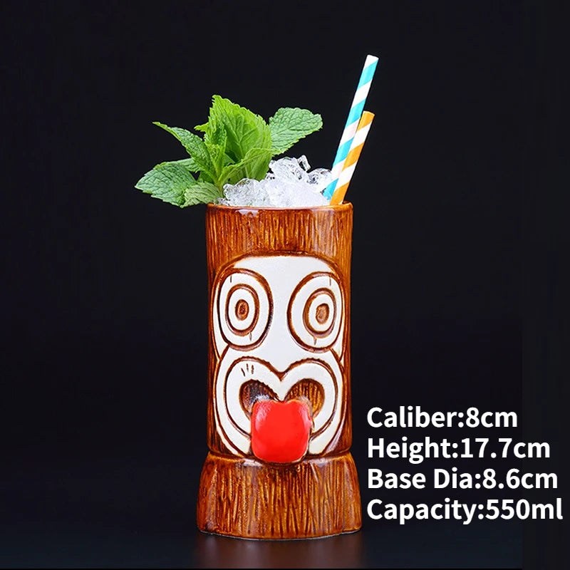 Ceramic Tiki Mug — Hawaiian Cocktail Cup, Bar Gift — product image 50