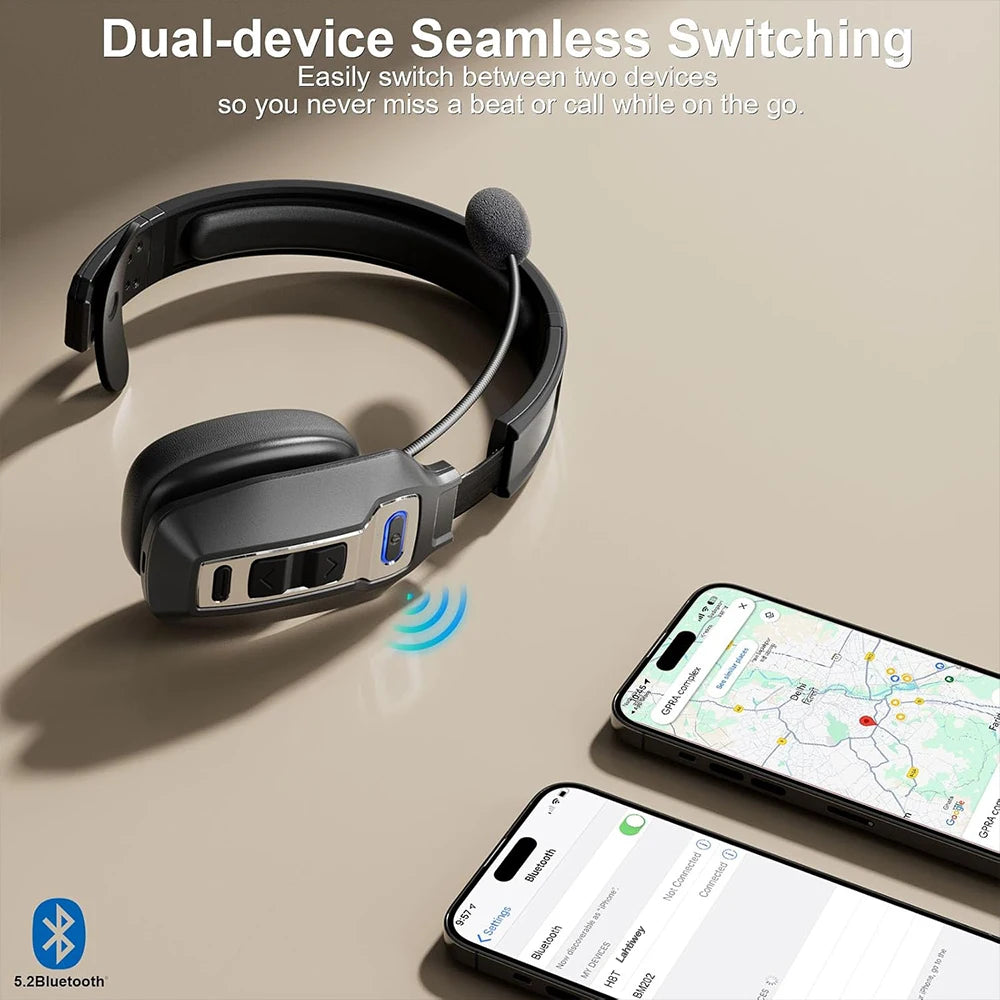 Bluetooth On-Ear Headset — Dual Mic Noise Cancelling, 60 h Battery — product image 3