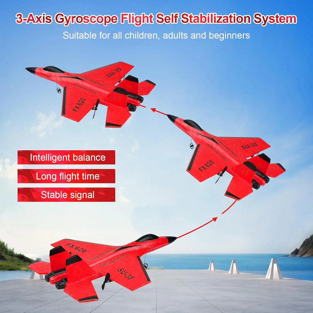 Remote Control Airplane SU35 RC Plane Foam Aircraft with LED Light 2.4G Radio Control EPP Fighter Glider — product image 3