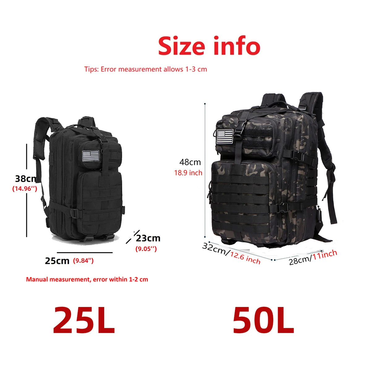 50L Tactical Backpack — Waterproof Nylon, Hiking & Camping — product image 6