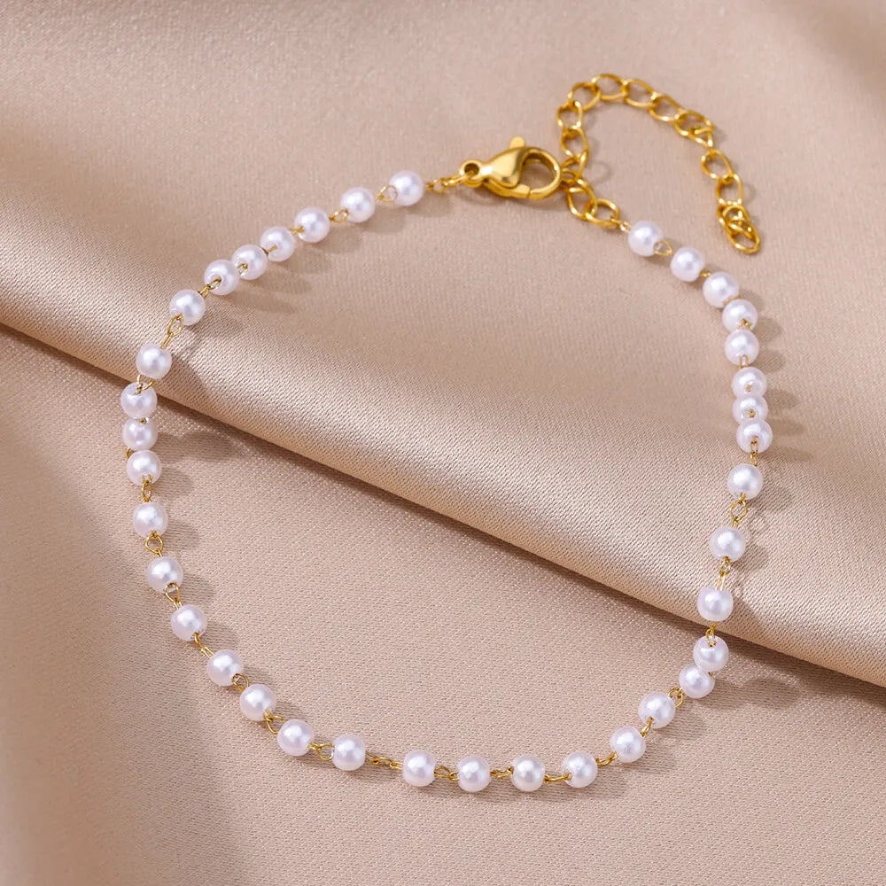 Gold-Tone Pearl and Chain Anklet — product image 21