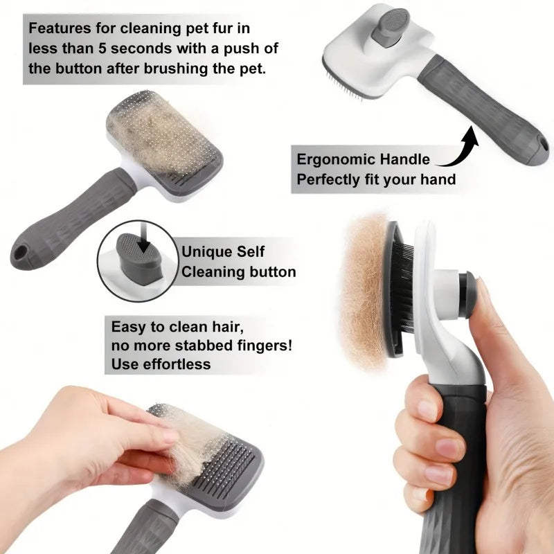 Self-Cleaning Pet Grooming Brush — One-Click Hair Release — product image 3