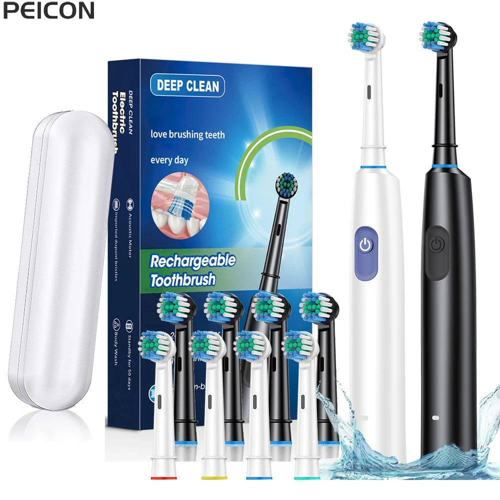 Rechargeable rotating electric toothbrush with spare brush heads