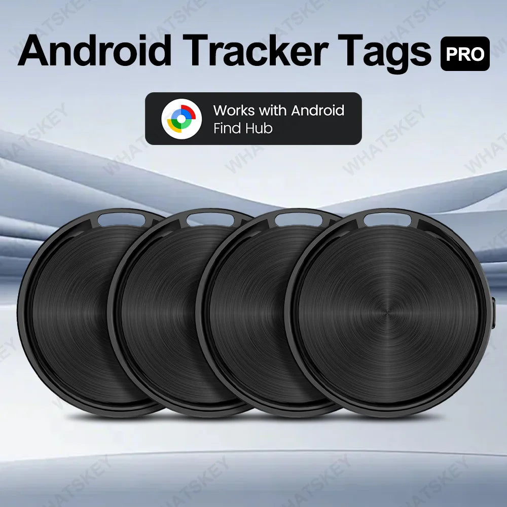 Bluetooth item tracker tags for Android, four pack in black
