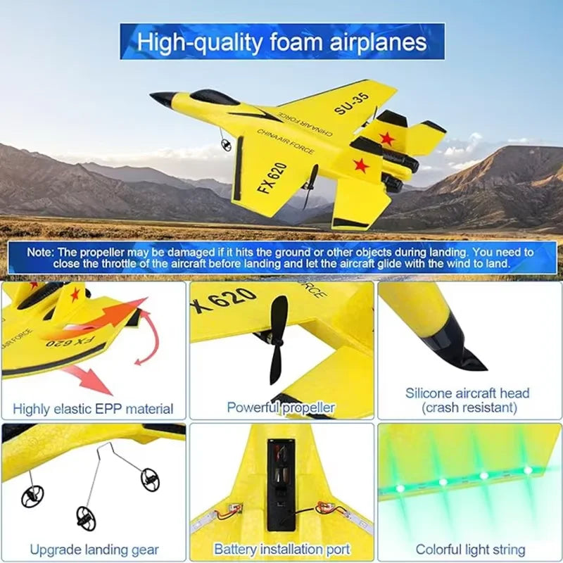 Remote Control Airplane SU35 RC Plane Foam Aircraft with LED Light 2.4G Radio Control EPP Fighter Glider — product image 2