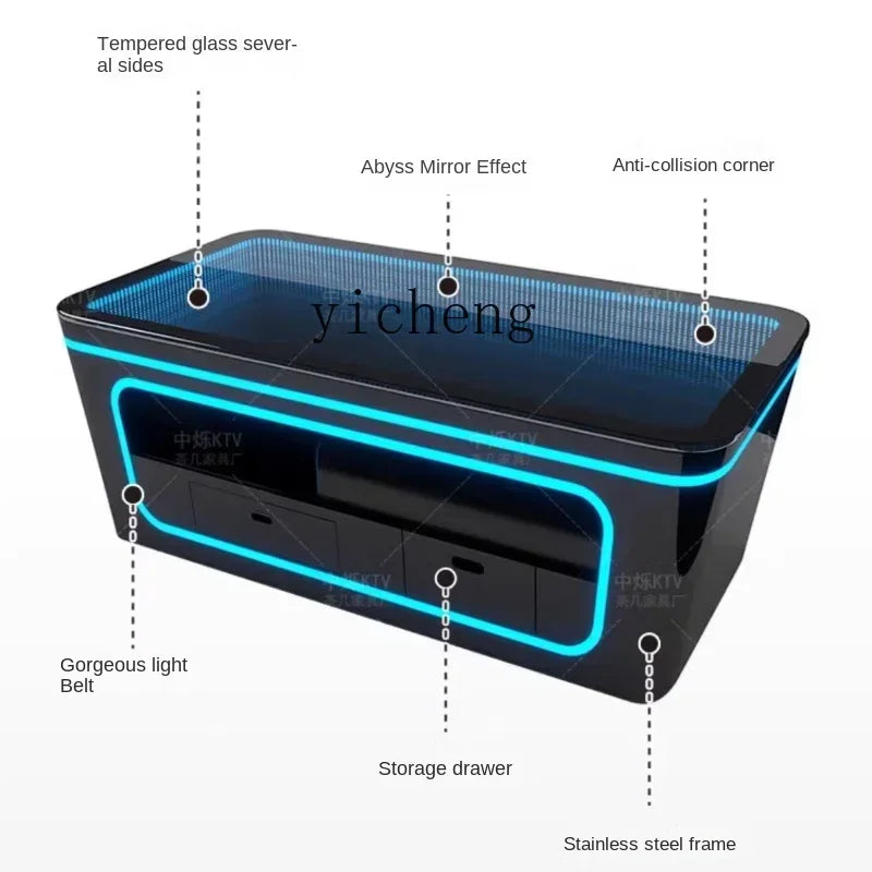 Luminous Abyss Coffee Table — Stainless Steel & Wood — product image 3