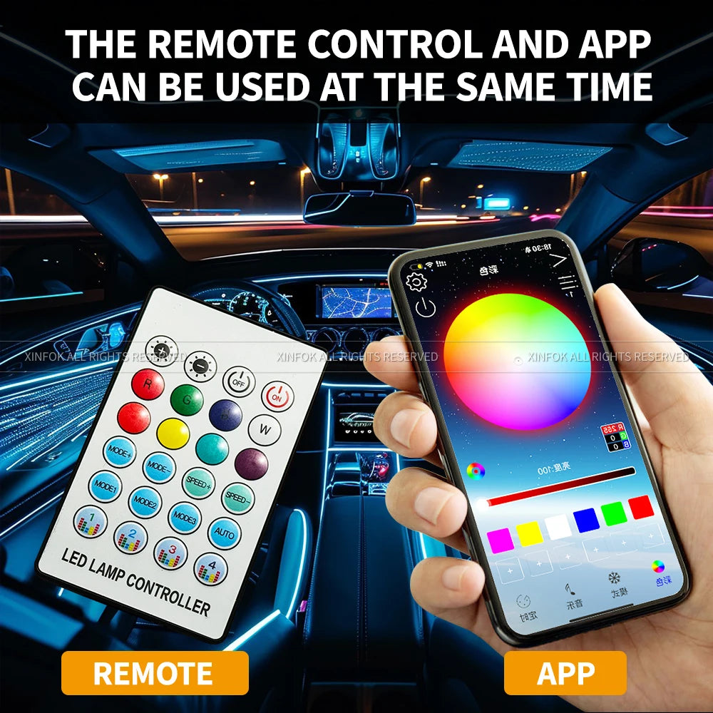 Car Ambient Light Strips — App Controlled RGB, Acrylic, 110 cm — product image 6