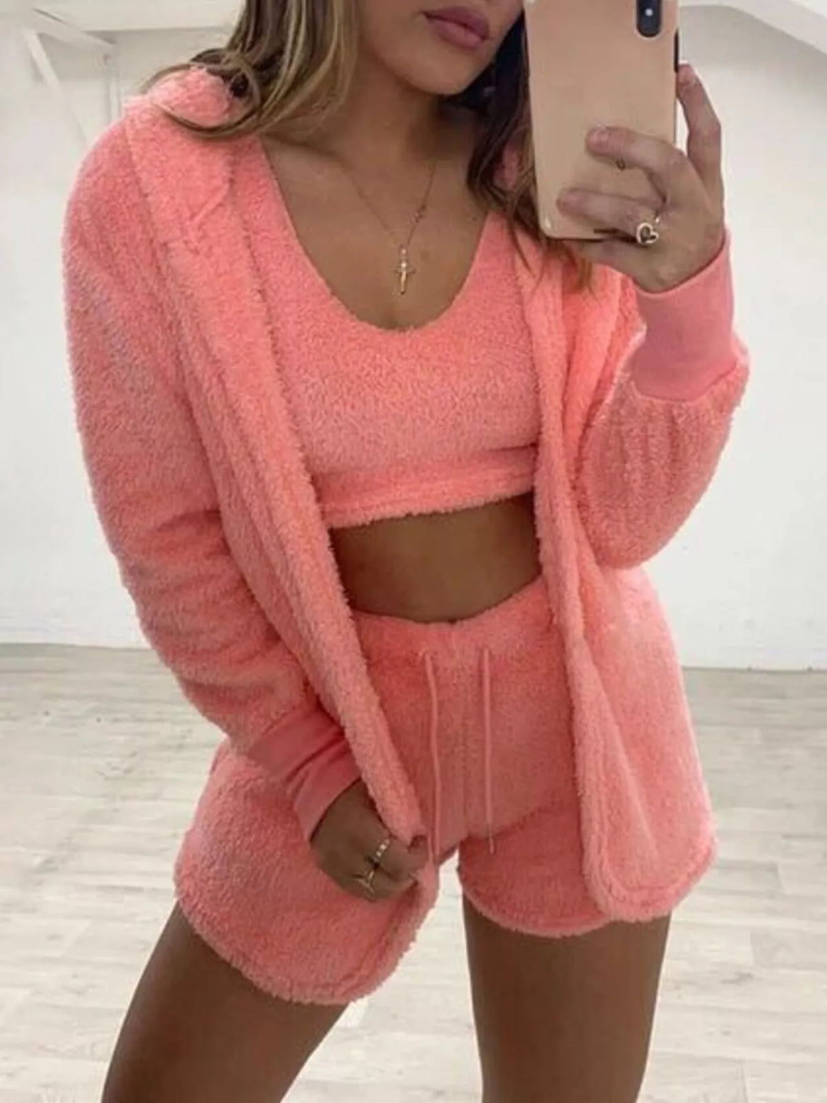 Fuzzy Tank, Cardigan & Shorts Three-Piece Set — Plus Size — product image 22