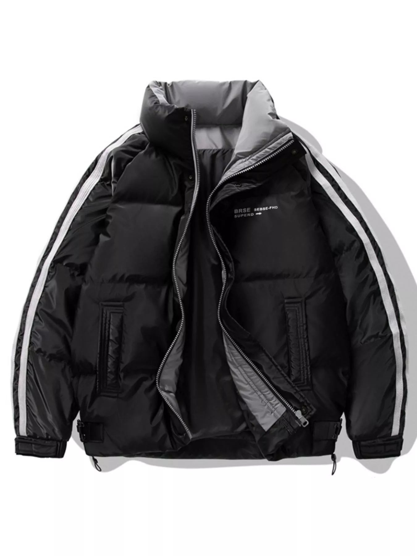 Men's Plus Size Striped Padded Puffer Jacket — product image 2