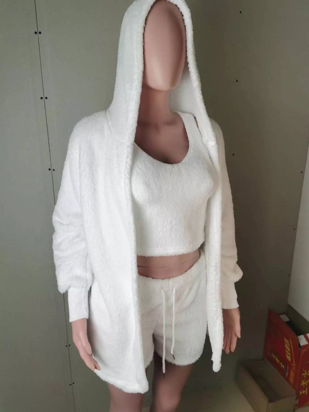 Fuzzy Tank, Cardigan & Shorts Three-Piece Set — Plus Size — product image 16